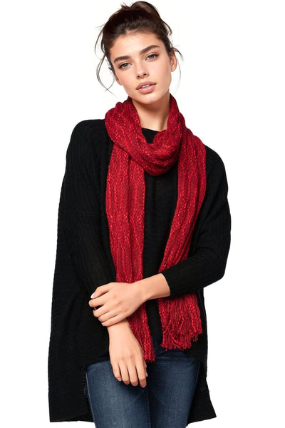 Spun Scarves Knit Scarf Hand Knit 2-Way Net Infinity Scarf in Red Hand Knit 2-Way Net Infinity Scarf in Red by Spun