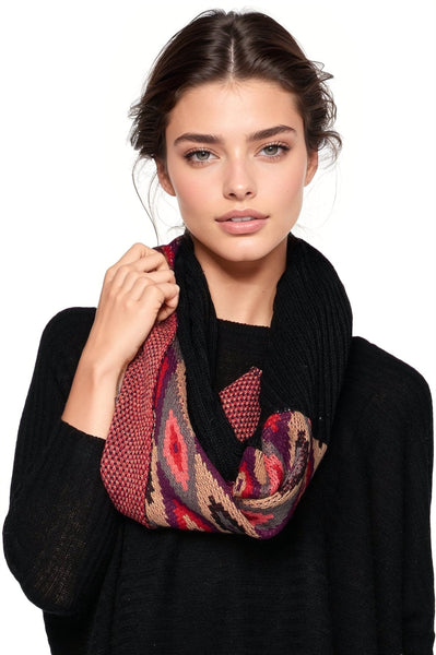 Spun Scarves Knit Scarf Hand Knit Multi Color Diamond Knit Circle / Multi Hand Knit Diamond Circle in Multi by Spun