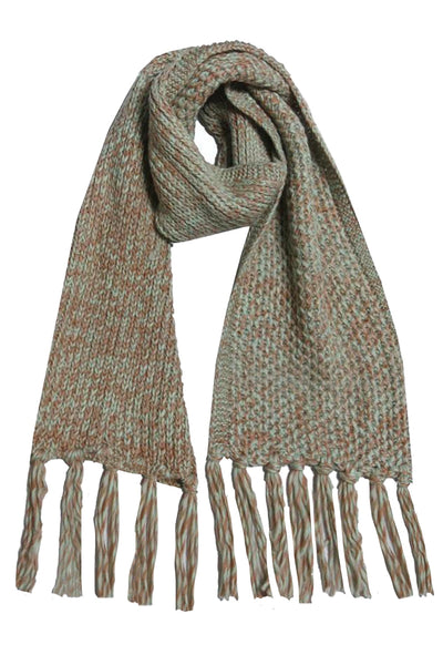 Spun Scarves Knit Scarf Twisted Knit Scarf with Tassels / Peppermint Twisted Chunky Hand Knit Scarf with Tassels