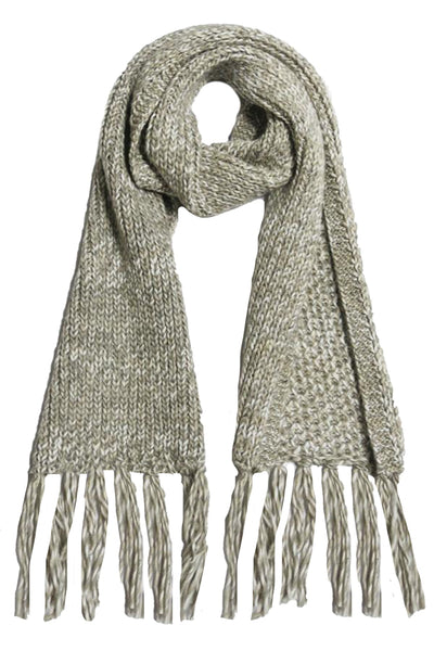 Spun Scarves Knit Scarf Twisted Knit Scarf with Tassels / Taupe Twisted Chunky Hand Knit Scarf with Tassels