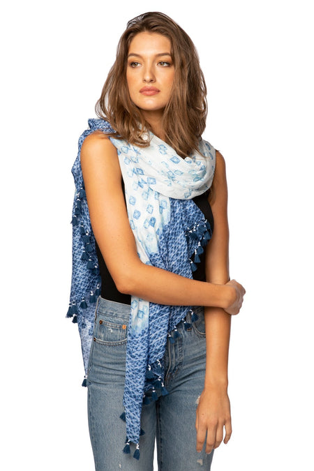 Woven Shine Scarf in Blue
