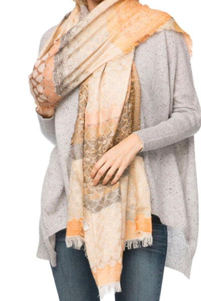 Spun Scarves Luxury Scarf Desert Scallops Scarf / Orange Desert Scallops Scarf in Orange