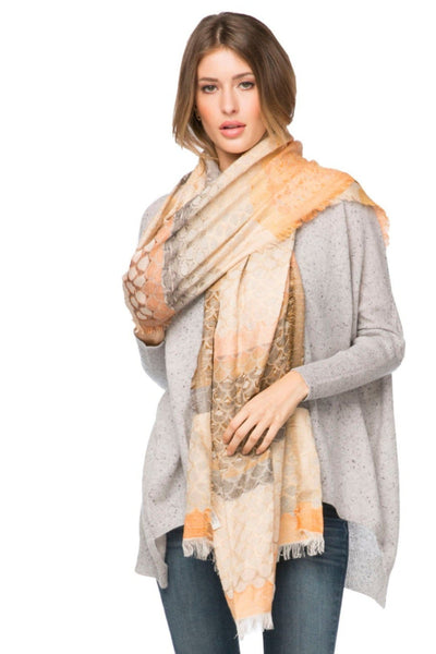 Spun Scarves Luxury Scarf Desert Scallops Scarf / Orange Desert Scallops Scarf in Orange