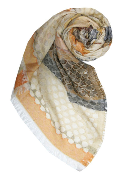 Spun Scarves Luxury Scarf Desert Scallops Scarf / Orange Desert Scallops Scarf in Orange