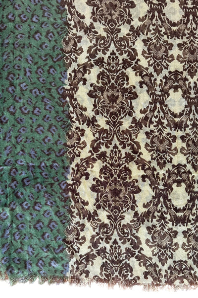 Spun Scarves Luxury Scarf Leopard Damask Print Wool Scarf