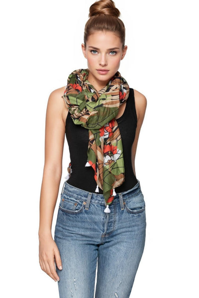 Spun Scarves Luxury Scarf Lotus Pathway Scarf in Multi Lotus Pathway Scarf Wrap
