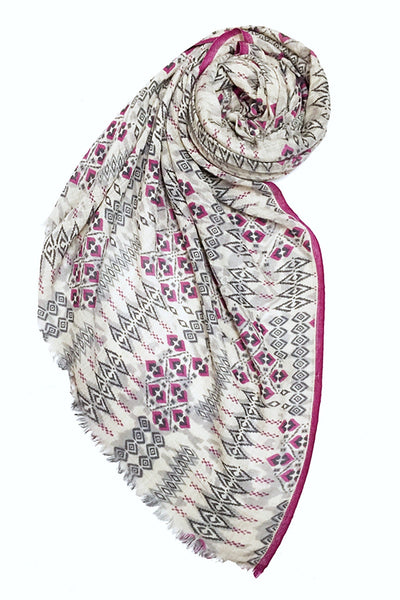 Spun Scarves Luxury Scarf Mulberry Diamond Mulberry Diamond Print | Luxury Wool Silk Blend Printed Scarf
