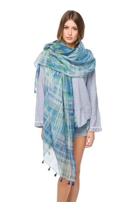 Orchid Scroll Printed Scarf in Grey