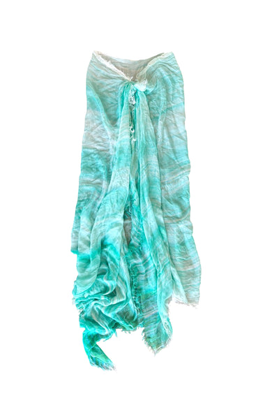 Spun Scarves Luxury Scarf teal Tie Dye Splash Soft Rayon Wrap, Sarong, Scarf