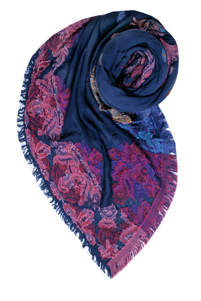 Spun Scarves Luxury Scarf Whole Lotta Love Jacquard Wrap / Blue Whole Lotta Love Jacquard Fabric Scarf Wrap