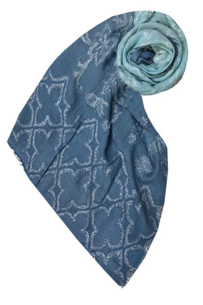 Spun Scarves Luxury Scarf Woven Shine Scarf in Blue Woven Shine Scarf in Blue