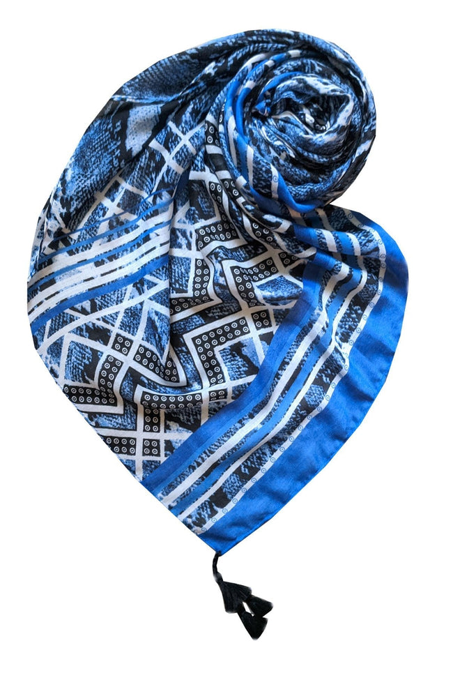 Spun Scarves Sarong Bebop Blues / Blue Multi Wear Sarong Wrap in Bebop Blues Print