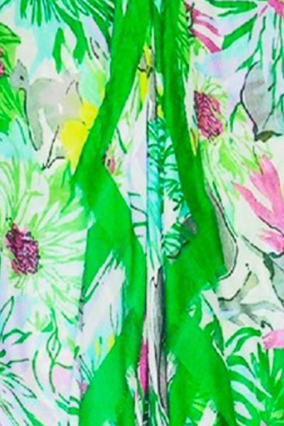 Spun Scarves Sarong Floral Festival / Green Floral Festival Print Scarf Wrap Sarong