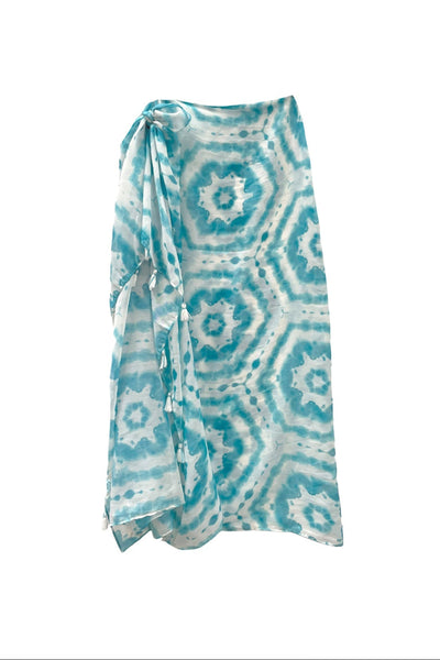 Spun Scarves Sarong Happy Hippie / Aqua Happy Hippie Print Scarf Wrap Sarong