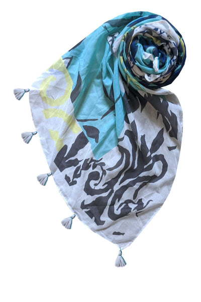 Spun Scarves sarong In the Meadow / Teal Multi-Wear Sarong Coverup Wrap in In the Meadow Print Teal