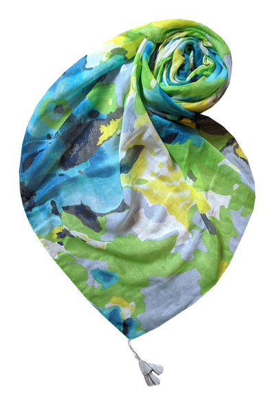 Spun Scarves sarong Luminous Blooms / Lime Multi Wear Coverup Sarong Wrap in Luminous Blooms Print Lime