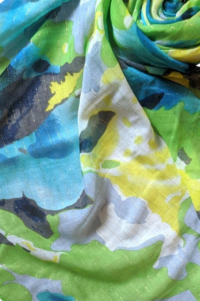 Spun Scarves sarong Luminous Blooms / Lime Multi Wear Coverup Sarong Wrap in Luminous Blooms Print Lime