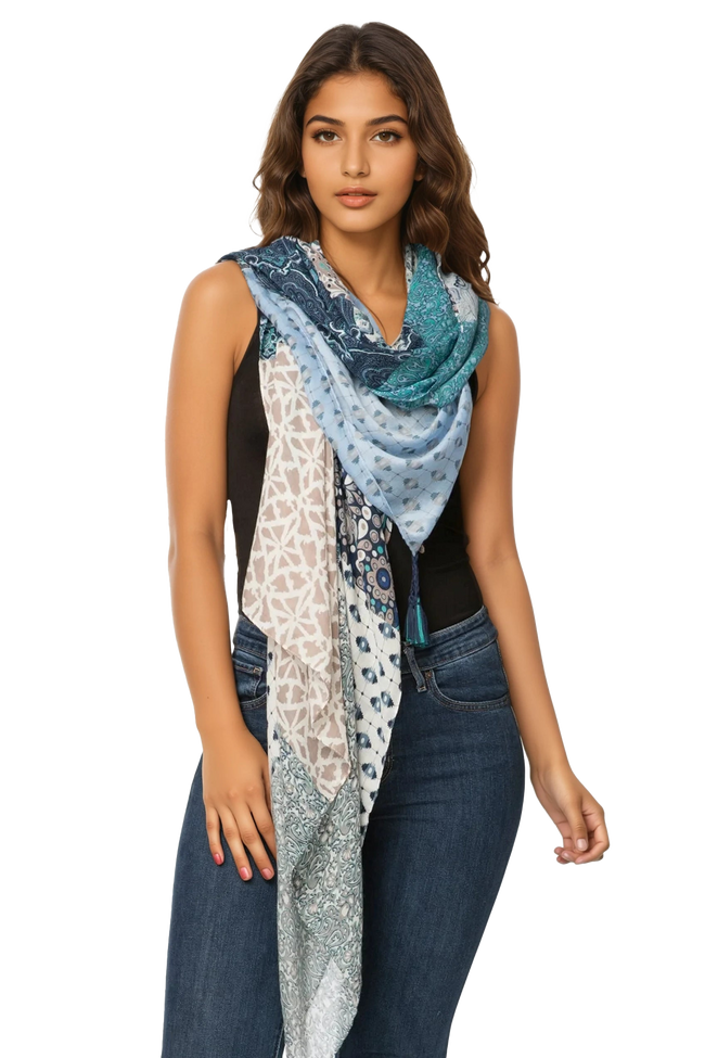 Spun Scarves Sarong Marisa Patches Print Sarong Scarf Wrap