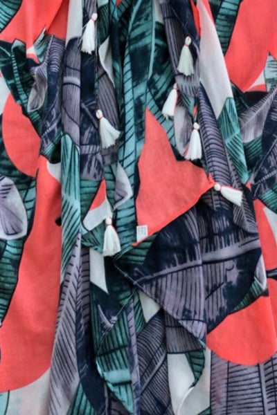 Spun Scarves Sarong Neon Tropics / Grapefruit Neon Tropics Coral Green Print Scarf Wrap Sarong