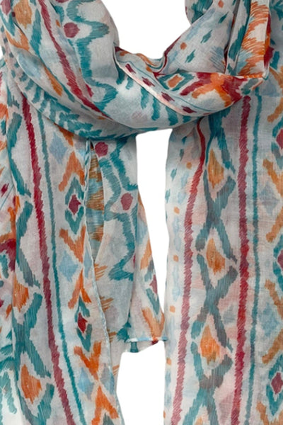 Spun Scarves Sarong Spring Festival / Teal Spring Festival Boho Print Scarf Wrap Sarong