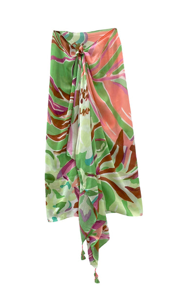 Spun Scarves Sarong Trippy Tropics / Lime Trippy Tropics Print Sarong Wrap Scarf