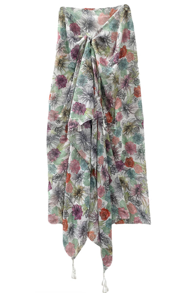 Spun Scarves Sarong Tropical Oasis / Multi Tropical Oasis Print Scarf Wrap Sarong