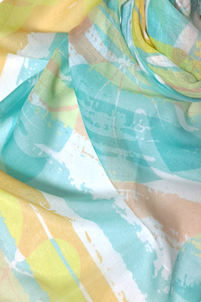 Spun Scarves Sarong Vacation Mode / Green/Gold Vacation Mode Print Scarf Wrap Sarong
