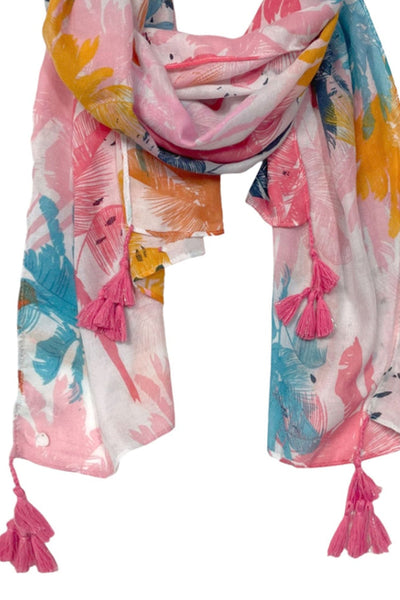 Spun Scarves Sarong Washed Ashore / Pink Washed Ashore Bright Tropical Print Scarf Wrap Sarong