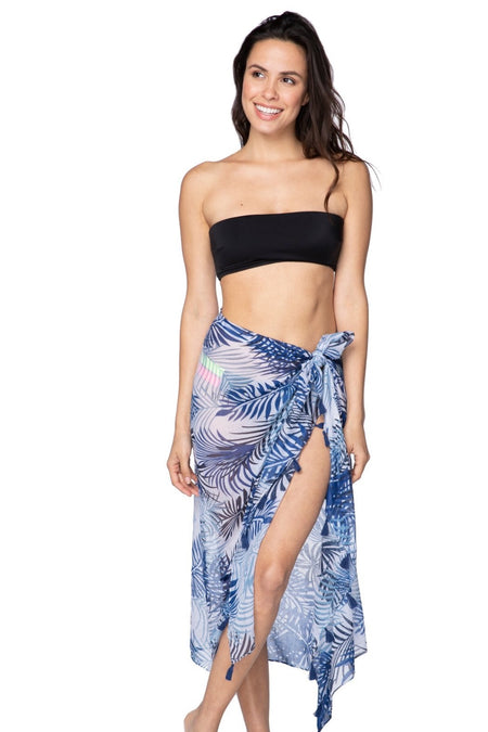 Paisley Wisps Sarong Wrap in Blue