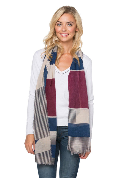 Spun Scarves Scarf Castaway Stripe Printed Scarf / Navy Castaway Stripe Printed Scarf