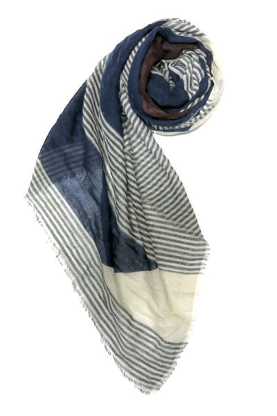 Spun Scarves Scarf Castaway Stripe Printed Scarf / Navy Castaway Stripe Printed Scarf