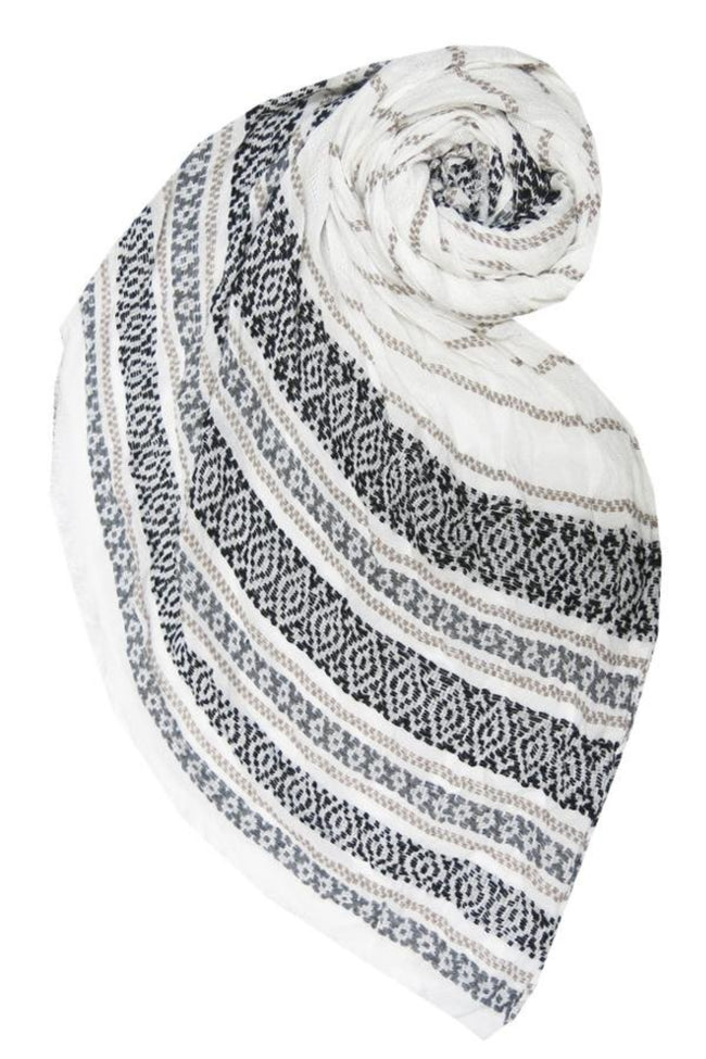 Spun Scarves Scarf Charming Jacquard / White Charming Jacquard Scarf in White