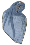 Spun Scarves Scarf Denim Darling Fringe Edge Wrap Scarf / Denim Denim Darling Fringe Edge Wrap Scarf