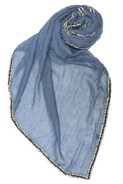 Spun Scarves Scarf Denim Darling Fringe Edge Wrap Scarf / Denim Denim Darling Fringe Edge Wrap Scarf