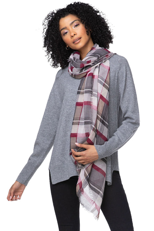 Spun Scarves Scarf Fireside Plaid Printed Scarf / Maroon Fireside Plaid Printed Scarf