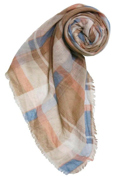 Spun Scarves Scarf Fireside Plaid Printed Scarf / Tan Fireside Plaid Printed Scarf