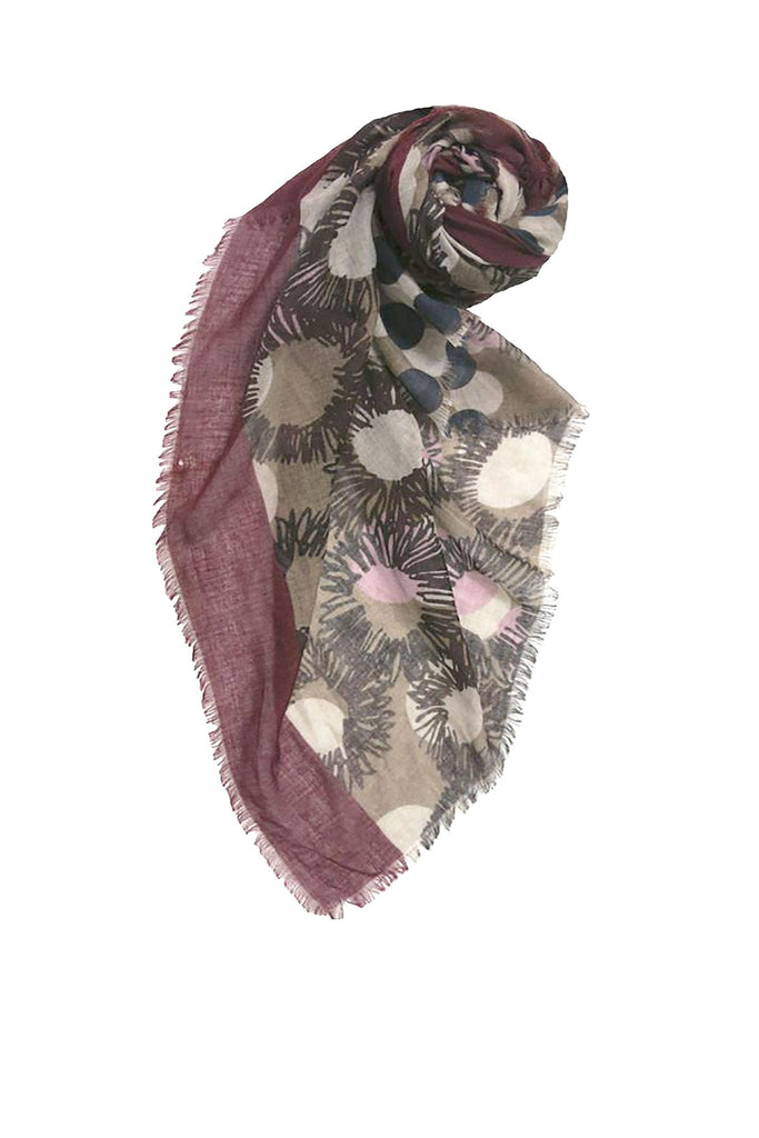 Flower & Dots Sheer Print Scarf Wrap