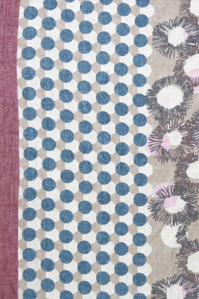 Spun Scarves Scarf Flower & Dots Sheer Print Scarf Wrap