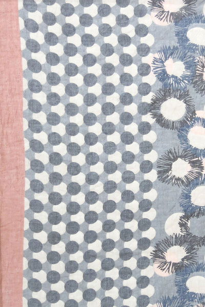 Spun Scarves Scarf Flower & Dots Sheer Print Scarf Wrap