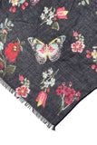 Spun Scarves Scarf Night Flowers / Navy Night Flowers Print Scarf, Wrap and Sarong in Navy