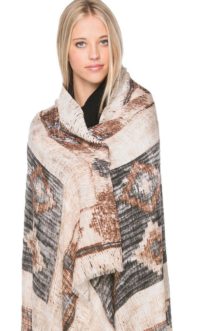 100% Cashmere Luxury Scarf, New York Parkway print in Tide Blue