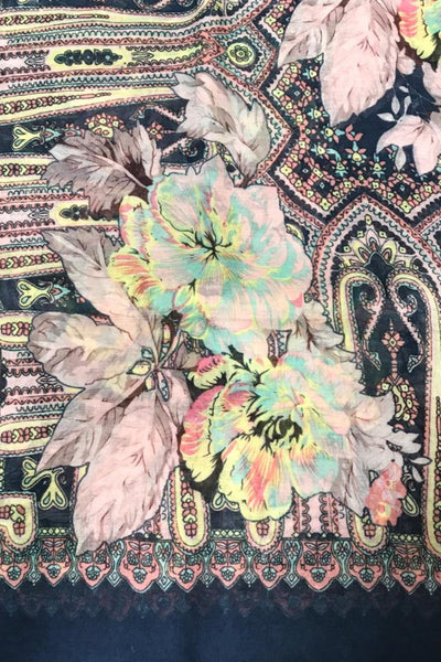 Spun Scarves Scarf Rio Blooms / Navy Rio Blooms Print Coverup Wrap in Navy