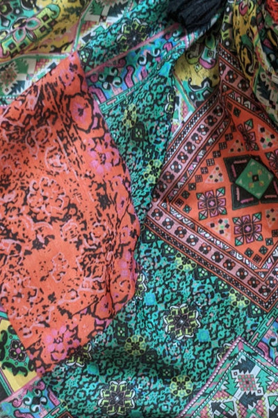 Spun Scarves Scarf Summer Bazaar / Green Multi Wear Coverup Sarong Wrap in Summer Bazaar Print