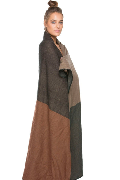 Spun Scarves Wrap Autumn / One Size Color Blocked Blanket Wrap