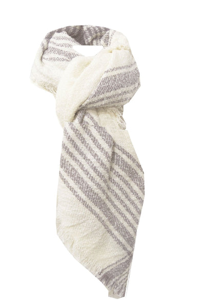 Spun Scarves Wrap Eggshell / One Size Plaid Border Blanket Wrap