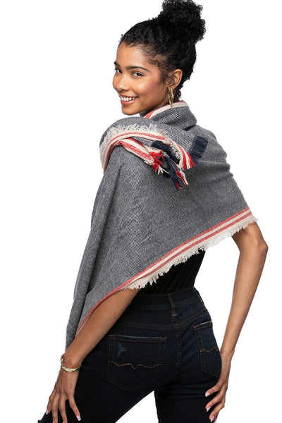 Spun Scarves Wrap Tan / One Size Running Stripe Blanket Scarf Wrap