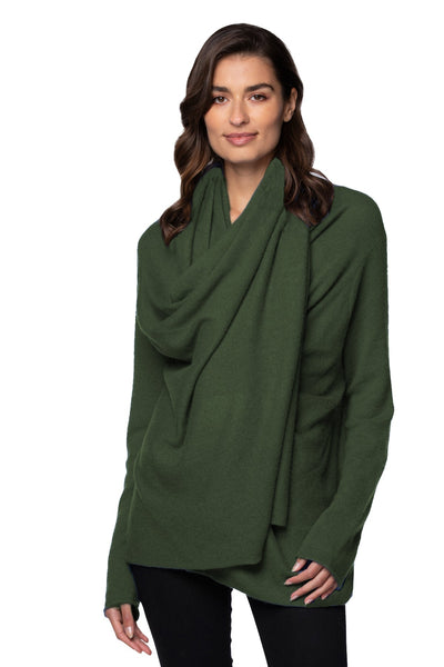 Subtle Luxury Cardigan Four Way Travel Wrap / OS / Aspen 100% Cashmere Four Way Travel Sweater Wrap in New Fall Colors