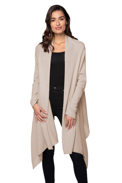 Subtle Luxury Cardigan Four Way Travel Wrap / OS / Desert 100% Cashmere Four Way Travel Sweater Wrap in New Fall Colors