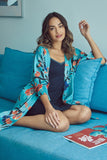 Subtle Luxury Cardigan L/XL / Teal / 100% Polyester Bed to Brunch Roxy Robe in Summer Bloom