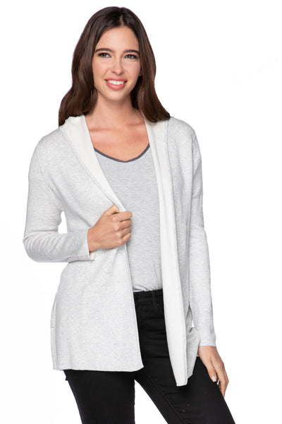 Subtle Luxury Cardigan Maddie Reversible Zen Blend Hoodie with Embroidery on Sleeves
